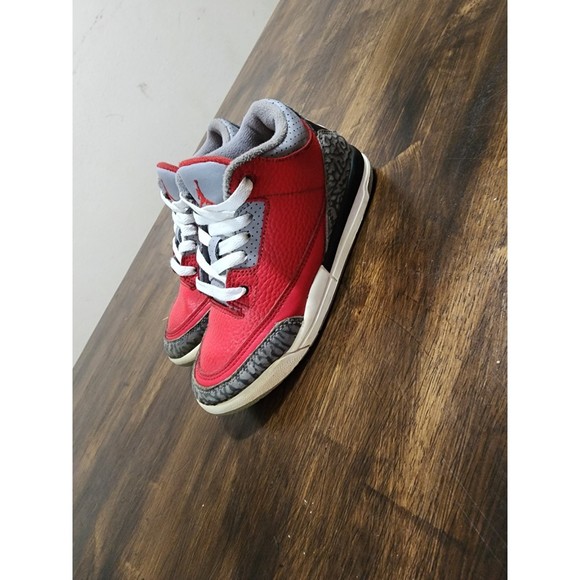 Nike Air Jordan 3 Retro Fire Red Cement Grey 13C Toddler CQ0489-600 toddler boys - Picture 3 of 10
